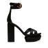 Black satin platform sandals