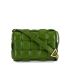 Green padded leather shoulder bag with intrecciato pattern