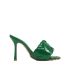 Green braided patent leather mules