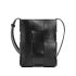 Black cross-body clutch bag with intrecciato pattern