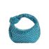 Light blue mesh mini Jodie bag with intrecciato pattern decorated with rhinestones