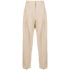 Beige linen crop tailored trousers