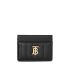 Black leather card holder with TB monogram plaque