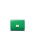 Compact green wallet with logo plaque