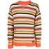 Multicoloured crew-neck striped jumper with rips