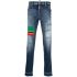 Blue slim jeans with patchwork details