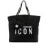 Black tote bag with Icon logo print