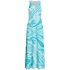 Light blue sleeveless long dress with graphic print