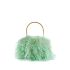 Teewty basket bag with green feathers