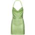 Green net short dress with rhinestones
