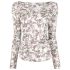 Long-sleeved top with floral print and bare shoulders