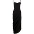 Saudade black long dress with drape