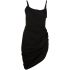 La robe Saudade short black dress with asymmetrical ruffles