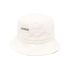 White bucket hat with logo plaque