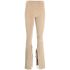 Beige flared ribbed pants with bows