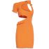 Short asymmetrical beaded dress orange La robe Brilho