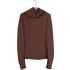 Brown long-sleeved top with zip and high collar