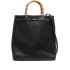 Black tote bag with bamboo handles
