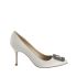White hangisi pumps with jewel buckle