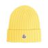 Yellow ribbed cap with logo application