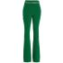 Pantalone verde a costine con dettaglio gioiello in vita