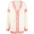 White and pink cardigan with print