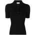 Black fine-ribbed polo shirt
