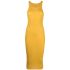 Yellow midi dress with round neckline