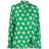 Green silk shirt with graphic print