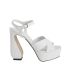 White sandals with a sculpted heel
