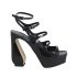 Black patent leather sandals with sculpted heel