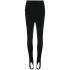 High-waisted black elastic leggings with stirrups
