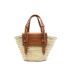 Medium brown basket tote bag with leather details