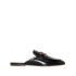 Glossy black slippers with logo plaque
