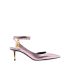 Metallic pink slingback with padlock and gold heel