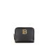 Black wallet with gold logo plaque