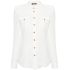 White embossed-buttons silk shirt