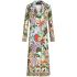 Floral-print single-breasted duster coat