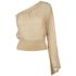 Gold one-shoulder sweater in perforated lurex