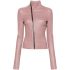 Pink asymmetric leather jacket
