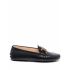 Black loafers with logo application