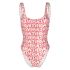 Pink one-piece swimming costume with logo print