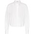 White band-collar cotton-blend shirt