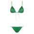 Green lurex bikini set with chain detail