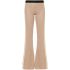 Beige logo-tape knitted flared trousers