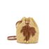 Beige raffia bucket bag with woven design