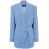 Double-breasted blazer with belt Light blue