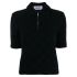 Black monogrammed polo shirt with zipper