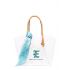 White lace tote Bag with turquoise embroidery