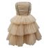 Nude tulle strapless mini bustier Dress